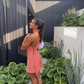 Coral Halter Backless Sheath Sexy Short Party Dress, DP2832