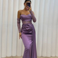 Long Purple Satin Strapless Prom Dress Evening Dress,DP0182