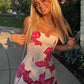 Vintage Floral Strapless Sheath Homecoming Dress Party Dress Cocktail Dress DP6679