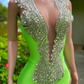 Charming Open Back Long Mermaid Beding Black Girl Prom Dress, DP2314
