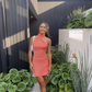 Coral Halter Backless Sheath Sexy Short Party Dress, DP2832