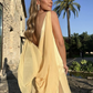 Light Yellow Straps A-Line Long Party Dress Wedding Guest Dress,DP1911