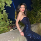 Navy Blue Sequin Mermaid Evening Dress Long Prom Dresses, DP2579