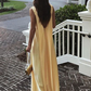 Light Yellow A-Line Satin Long Party Dress,DP1783