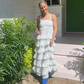 White A-Line Spaghetti Straps Layers Long Party Dress,DP1687
