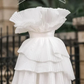 White Strapless A-Line Tiered Sweet Birthday Dress Homecoming Dress DP2726