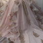 Robe de bal de quinceañera glamour en tulle rose brodé de perles, épaules dénudées, coupe trapèze, DP7153
