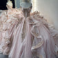 Robe de bal de quinceañera glamour en tulle rose brodé de perles, épaules dénudées, coupe trapèze, DP7153