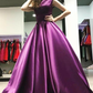 Ball Gown V-Neck Sweep Train Satin Sleeveless Backless Prom Dress,DP0216