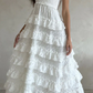 White A-Line Spaghetti Straps Layers Long Party Dress,DP1687
