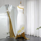Vintage Schmetterlingsdesign Perlenbesetztes One-Shoulder-Meerjungfrauen-Abendkleid, DP6534