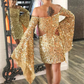 White Sequins Cut Waist Shiny Homecoming Dress, DP2167