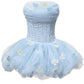 Gorgeous Pale Blue Strapless Corset 3D Floral Tulle Puffy A Line Short Homecoming Dress XS012