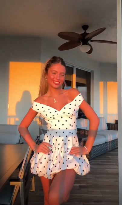 Chic White Black Polka Dot Off The Shoulder Open Back Ruched Bubble Hem A Line Short Homecoming Dress XS015