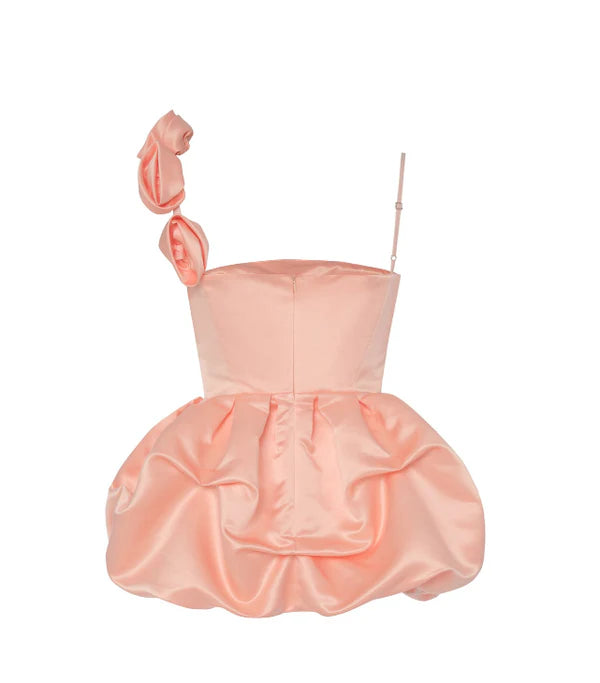 Vintage Pink Satin Short A-Line Party Dress Cocktail Dress Homecoming Dress DP6475