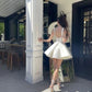 Vintage White Satin Short A-Line Party Dress Cocktail Dress Homecoming Dress DP6476