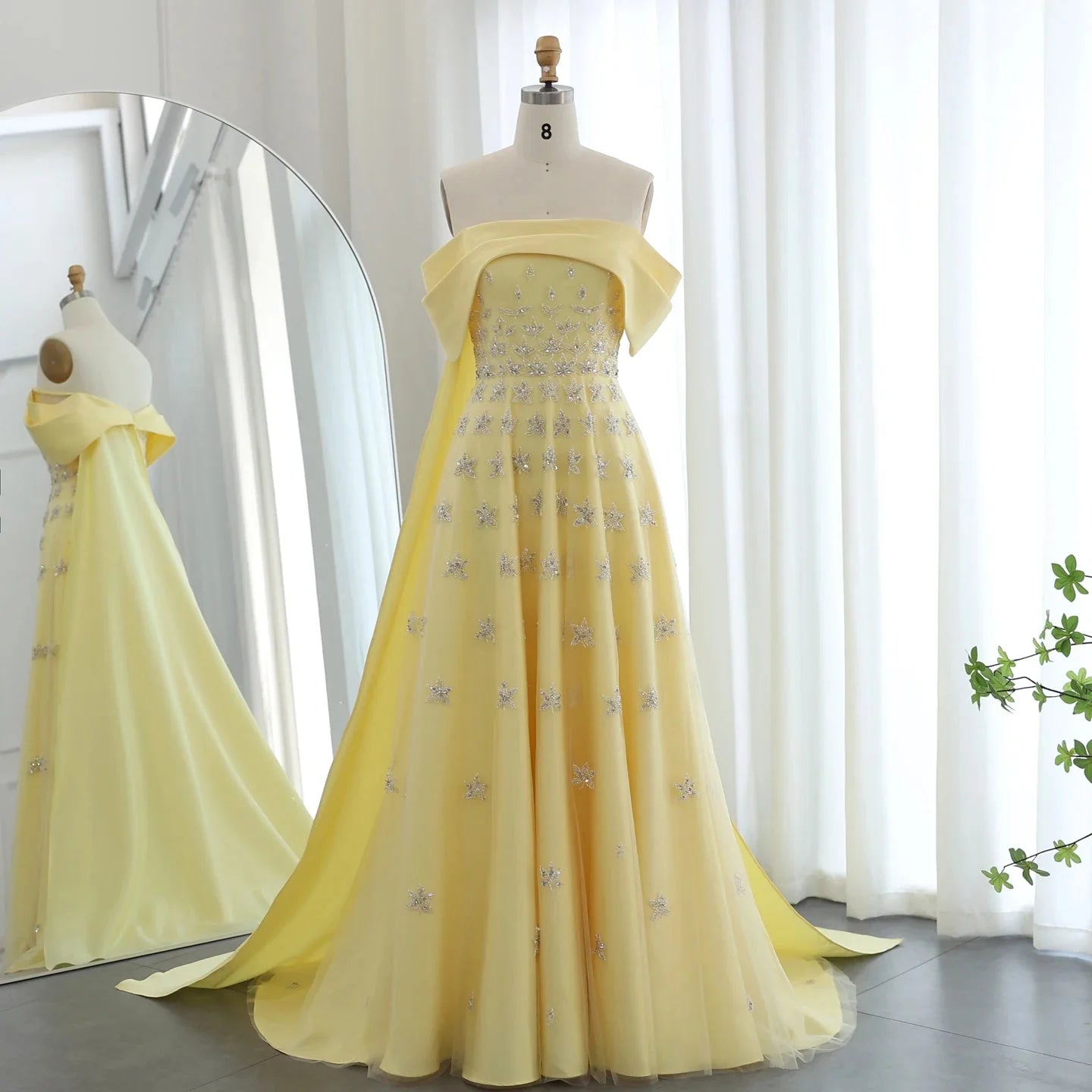 Wunderschönes, funkelndes, schulterfreies A-Linien-Ballkleid mit Paillettenstickerei, langes Abendkleid, DP6541