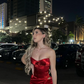 Red Velvet Strapless Short Prom Dress Evening Party Dress,DP1340