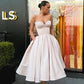 Retro Light Pink Sweetheart Strapless Design A-line Satin Party Dress Homecoming Dress DP6083