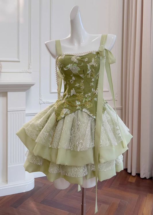 New Fashion Olive Green Mesh Lace Sequined Short Prom Dress,  A-line Homecoming Dress, DP5820