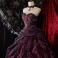 Glamorous Dark Purple Satin Ruffled Sweetheart Beaded Sweet 16 Quinceanera Ball Gown DP7306