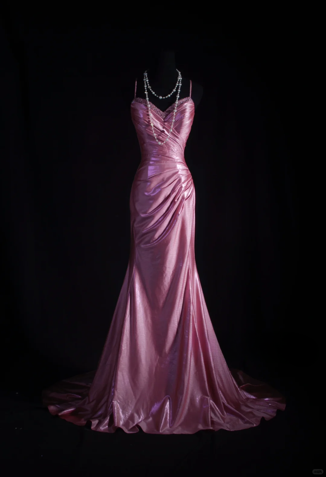 Elegant Dusty Rose Satin Mermaid Spaghetti Straps Sweetheart Evening Gown DP7385