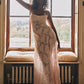 Vintage Floral Jacquard Spaghetti Strap Design Prom Dress Evening Dress DP6234