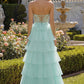Vintage Strapless Lace Prom Dress Tiered Ruffle Evening Gown DP8265