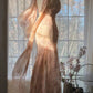 Romantic Blush Floral Beaded Tulle Mermaid Evening Dress with Drape Shawl DP8158