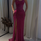 Charming Fuchsia Sweetheart Sheath Split Long Evening Party Dresses, DP5558
