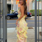 Spaghetti Straps Floral Lace Ruffle Prom Dress Birthday Outfits DP3942