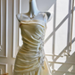 Vintage Ivory Spaghetti Strap Mermaid Ruffled Tiered Evening Gown DP8401