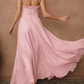 Elegant Pink Halter Ruffled Trim Ruched Chiffon A-Line Prom Dress DP8456