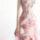 Chic Romantic Pink Floral Mermaid Prom Dress Ruffled Tulle 3D Flower Evening Gown DP7166