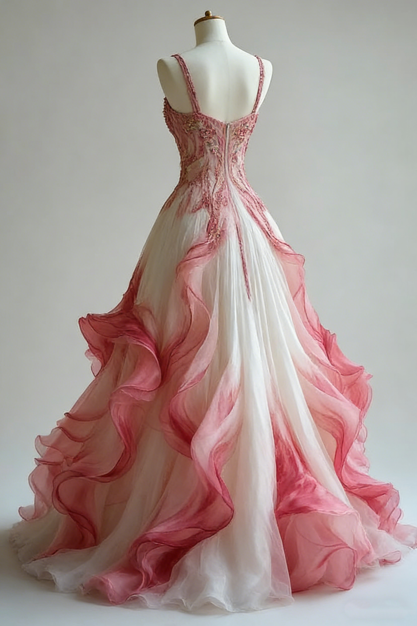 Elegant Pink Ombre Straps A-Line Party Dress Retro Wedding Dress DP4178
