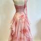 Glamorous A-Line Pink Chiffon Formal Dress Floral Beaded Prom Dress DP8256