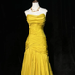 Elegant Yellow Strapless Ruched Prom Dress Mermaid Evening Gown DP7114