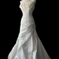 Vintage White Satin Strapless Floral Bodice Mermaid with Train Wedding Dress DP7650