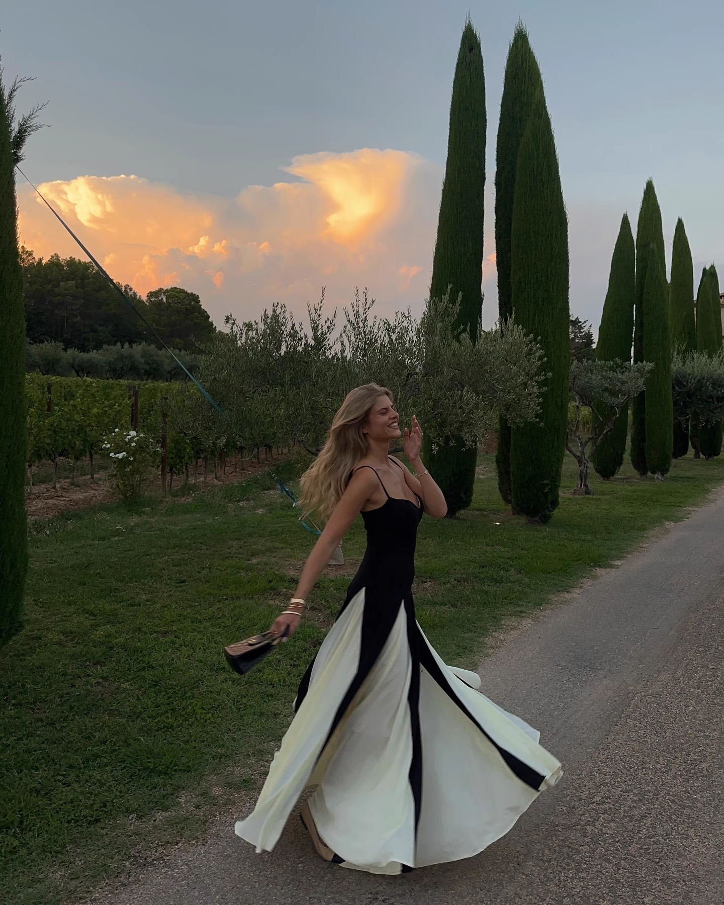 Vintage Black and White A-Line Prom Dress Spaghetti Strap Evening Dress Long Formal Dress, DP6608