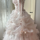 Glamorous Light Pink Tiered Tulle Strapless Ruffled Sweet 16 Quinceanera Ball Gown DP7301
