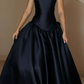 Navy Blue Strapless A-Line Satin Long Formal Party Dress, DP3653