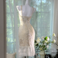 Vintage Ivory Lace Homecoming Dress Shiny Sequin V-neck Sheath Party Dress Cocktail Dress, DP6545