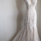 Vintage White Lace Mermaid Sheer Train Floral Embroidery Wedding Dress DP7644