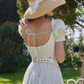 Elegant White Eyelet Embroidery Corset Maxi Dress Puff Sleeves Evening Gown DP8003