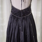 Glamorous Black Sleeveless Evening Gown Beaded Bodice A-Line Satin Prom Dress DP7607