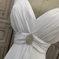 Elegant White Halter-Neck Ruched Bodice Chiffon Train Wedding Dress DP7619