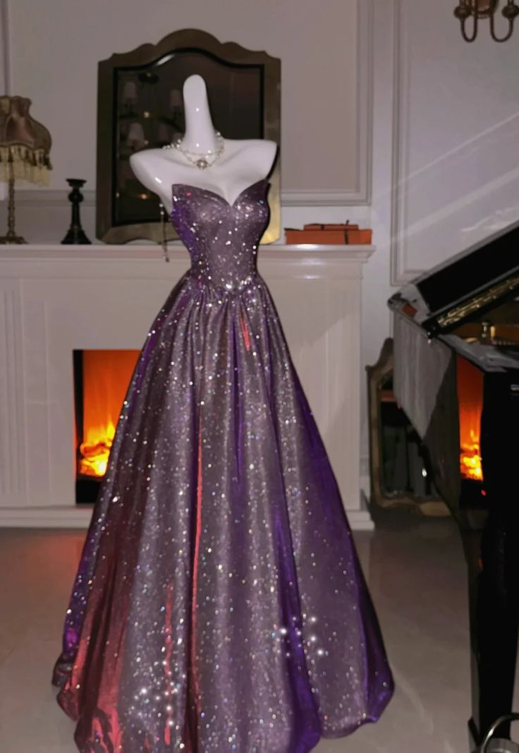 Glamouröses, lilafarbenes Glitzer-Ballkleid für Sweet 16 Quinceañera, DP7920