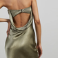 Gray Green Strapless Simple Party Dress Wedding Guest Dress, DP2088