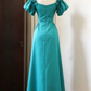 Elegant Turquoise Puff Sleeve Sweetheart A-Line Evening Dress DP8382