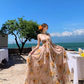 Robe trapèze sans manches à col en V et motif floral, élégante, idéale pour les vacances à la plage, DP6257